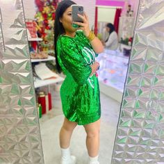 F00189642-213 Green Sequined Christmas Dresses, Green Sequin Christmas Dress, Green Christmas Dress For Night Out, Green Knee-length Sequin Mini Dress, Holiday Green Sequin Dress, Short Sleeve Green Bodycon Party Dress, Green Short Sleeve Mini Dress For Night Out, Green Short Sleeve Mini Dress For Party, Green Mini Dress For Christmas