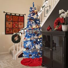 This blue pre-lit pencil Christmas tree with lights in warm white color can add your home the best holiday atmosphere. There have bright LED lights offering shining lighting show at night. Appearing warm white lighting effect. Newly upgraded 6ft pencil trees for a fuller and more realistic look. High-grade flame-retardant PVC branches with no chemical smell. Three-sectioned design, easy piece for you to set up the full tree bright. The tree will make home full of joyful festival atmosphere to im Christmas Tree Store, Christmas Tree With Lights, 6ft Christmas Tree, Festival Atmosphere, Tree With Lights, Led Christmas Tree Lights, Blue Pine, Pencil Trees, Backyard Shade