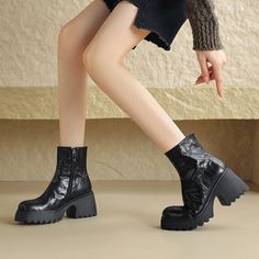 75mm Platform Sheepskin Chelsea Boots in Black/Brown with Side Zip Top Cow, Leather Short, Brown Shorts, Unique Beauty, Shopping App, Leather Shorts, Toe Designs, 8 Days, Soft Rubber