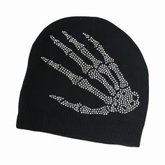 100% Acrylic Knit Hand Washable Rhinestone Design Front and Back Custom Made Bedazzled Skeleton, Rhinestone Designs Pattern, Motorcycle Events, Dope Hats, Hunting Pants, Daytona Beach Florida, Cute Workout Outfits, Hat Knit, Biker T Shirts