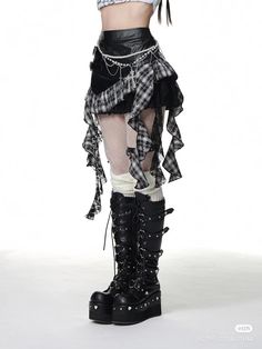 Punk Clothing Style, Gothic Skirt For Winter, Rock Style Asymmetrical Skirt For Alternative Fashion, Alt Clothing Style, Gothic Winter Skirt, Black Punk Tiered Skirt, Gothic Long Ruffled Skirt Bottoms, Gothic Long Ruffled Skirt, Black Asymmetrical Mini Skirt For Alternative Fashion