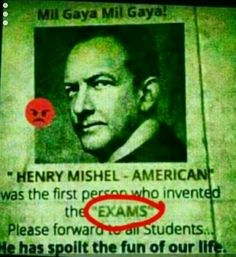 a poster with a red circle in front of it that says henry mishel - american was the first person who inverted the exam