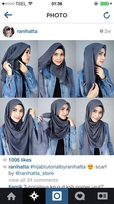 Loose Hijab Style Tutorials, Hijab For Round Face, Loose Hijab Style, Loose Hijab, Hijabi Mode, Shawl Tutorial, Hijab Stile, How To Wear Hijab, Tutorial Hijab Pashmina