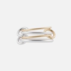 925 sterling silver and 18k yellow gold composition  Multi-linked ring style  1.2mm gauge 18k yellow gold band  1.7mm gauge 925 sterling silver band  1.2mm gauge 18k yellow gold band  2.3mm gauge 925 sterling silver band     Style: g4-pissg  Color: Silver / Gold  Material:  925 Sterling Silver / 18k Yellow Gold Pisces Ring, Linking Rings, Socks And Sandals, Ring Style, Sterling Silver Bands, Gold Band, Ring Silver, Gold Material, Silver Band