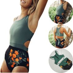 Nwt Cupshe Women Swimsuit Bikini Tankini Oranges Print Beachwear Back Zip Up Size L Adjustable Waist That Ties In Back Reasonable Offers Welcome Bundle Discount Of 15% With 3 Or More Items!!,,,H,,,8 Tropical Green Bodysuit For The Beach, Tropical Bodysuit For Sunbathing In Summer, Tropical One-piece Swimsuit For Summer, Tropical One-pieces For Summer Swimming, Green Swimwear For Surfing, Stretch Tropical Bodysuit For The Beach, Green Swimwear For Surfing In Spring, Green Summer Bodysuit For Surfing, Green Bodysuit For Surfing In Summer