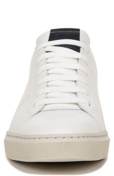 Slight perforations lend superior breathability to the smooth leather upper of this low-profile lace-up sneaker. Leather upper and lining/rubber sole Imported Modern Leather High-top Sneakers With Perforations, Classic High-top Sneakers With Round Toe And Perforations, Classic Lace-up High-top Sneakers With Perforations, Lace-up High-top Sneakers With Perforations, Classic High-top Synthetic Sneakers With Laces, Classic High-top Sneakers With Contrast Sole For Light Sports, White Sole High-top Sneakers With Perforations, Classic High-top Sneakers With Studded Outsoles, Sporty Leather High-top Sneakers With Perforations