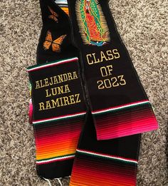 PLEASE READ!! Personalization is Embroidered. You may purchase with personalization or without (as pictured). No changes allowed once order is submitted, please send me a message with any questions.  Dimensions: 80 inches Long x 5 inches Wide Mexican Sarape, Mexican American Culture, Chalkboard Art Quotes, Graduation Sash, Graduation Stole, Floral Butterfly, Grad Cap, Graduation Pictures, Top Design