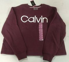 Calvin Klein Women's Relaxed Fit Logo Fleece Pullover Sweatshirt Garnet Small. Bin 19 Calvin Klein Modern Relaxed Fit Tops, Long Sleeve Cropped Top, Fit Logo, Calvin Klein Women, Calvin Klein Woman, Crop Sweatshirt, Cropped Top, Womens Calvin Klein, Long Sleeve Crop Top