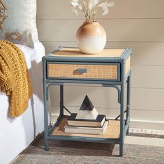 PRICES MAY VARY. Bring relaxed coastal ambiance to your décor with this Safavieh nightstand Bamboo-style frame with natural rattan and a soft grey finish Features one (1) shelf and one (1) drawer for convenient storage Full dimensions are 18.5" wide x 17" deep x 22" high Safavieh has been a trusted brand in home furnishings for over 100 years, providing quality craftsmanship and unmatched style; Begin your rug and furniture search with Safavieh and explore over 100,000 products today Modern Lake House Decor, Coastal Cottage Bedroom, Beach House Furniture, Shelf Nightstand, Coastal Bedroom Decorating, British Colonial Style, Contemporary Coastal, Room Color Schemes, Coastal Interiors