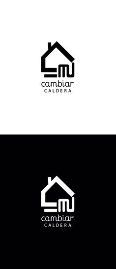 the logo for cambiar calera is shown in black and white, with a house