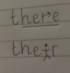 there are two lines written on paper with the word'there'in cursive writing