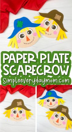 paper plate scarecrows with the title overlay