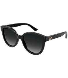 From Gucci&#x2C; the Women's GG1315S 54mm Round Sunglasses feature: Acetate frameRound shapeSolid lensRx-able Non-polarizedApprox. 54mm lens - 20mm bridge - 145mm templeImported. Gucci Sunglasses Women, Black Round Sunglasses, Gucci Women, Gucci Sunglasses, Eyewear Womens, Dillard's, Eyewear Sunglasses, Sunglasses Accessories, Luxury Branding