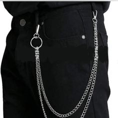 Chain Wallet. Big Ring Key Chain Metal Wallet Chain Silver Hiphop Hook Trousers Pant Waist Link Belt Gothic K- Pop 18” To 23” Leather Pant Chain, Ring Bracelet Chain For Men, Short Wallet Chain, Black Jeans Chains, Chains For Belt, Jeans With Chains Hanging, Silver Belt Chain, Chain On Pants, Chain For Pants