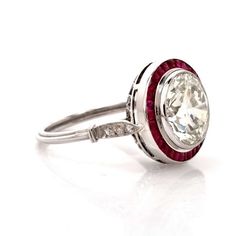 Ruby Diamond Platinum Engagement Ring Bijoux Art Nouveau, Platinum Engagement Ring, Platinum Diamond Engagement Rings, Platinum Diamond Rings, Platinum Engagement Rings, Platinum Ring