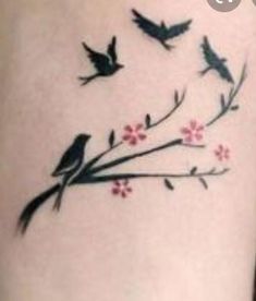 a small tattoo with birds on it