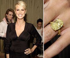 a close up of a person's ring and an image of a woman wearing a black dress