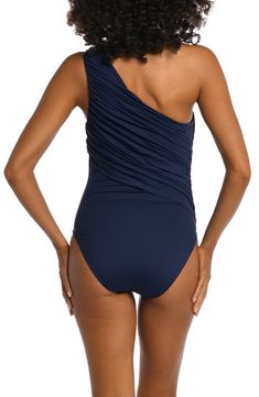 Elevate your poolside lounging in this sophisticated swimsuit with flattering shirring that wraps around and over the single shoulder strap. One-shoulder neck Molded cups Moderate back coverage Lined, with removable soft cups 83% nylon, 17% elastane Hand wash, line dry Imported Women's Clothing One Shoulder Lined Swimwear For Pool, One Shoulder Beachwear Swimwear For Pool, One-shoulder Lined Swimwear For Pool, One-shoulder Beachwear Swimwear For Pool, One-shoulder Swimwear For Pool, Fitted One-shoulder Swimsuit For Pool, Elegant Swimwear With Asymmetrical Neckline, Fitted One-shoulder One Piece For Pool, Fitted One-shoulder One-piece For Pool