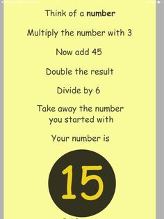 a yellow and black birthday card with the words, think of a number multiply the number