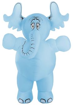 an inflatable blue elephant with large ears