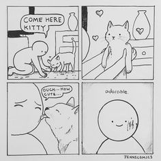 a comic strip with cats and kittens talking to each other