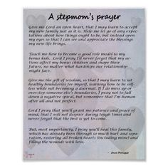 a poem with hearts on it that says, a stepmom's prayer