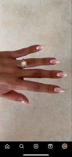 Engagement Nails, Pink Chrome Nails, Formal Nails, Pink Chrome, Summery Nails, Pearl Nails