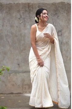 mirnalini ravi in ivory saree for a photoshoot Mirnalini Ravi, Ivory Saree, Sarees For Girls