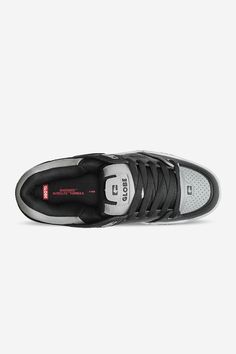 Rugged, fully padded skate shoe, with a slip on sock construction for comfort and added stability. Cruiser Boards, Mid Top Shoes, Skateboard Shop, Eames Office, Mid Top, Long Sleeve Tee Shirts, High Top Shoes, Black Steel, Skate Shoes