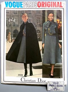 Dior Pattern, 70s Vogue, Marc Bohan, Patron Vintage, Dior Collection, Vintage Cape, Vintage Trends, Vintage Dress Patterns, Vintage Coats