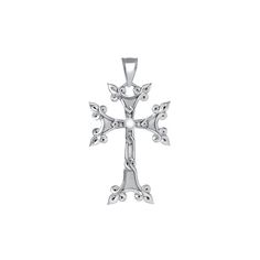 "14k solid white gold Armenian Cross. measures approx 1 1/2\" by 1\". High polish finish." Fine Jewelry In 14k White Gold And Silver, Silver Diamond Cut Cross Jewelry, Silver Cross Jewelry With Diamond Cut, Wedding Silver Necklace In 14k White Gold, Silver 14k White Gold Necklace For Wedding, Wedding Silver 14k White Gold Necklaces, Luxury 14k White Gold Silver Jewelry, Silver Platinum Jewelry With Diamond Cut, Platinum Jewelry With Diamond Cut In Silver