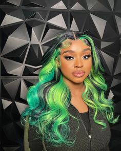 Green And Black Hair, Sew In Hairstyles, Creative Hair Color, Hair Color Streaks, Human Virgin Hair, Celebrity Hair Stylist, Black Hairstyles