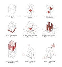 an image of architectural diagrams showing different types of buildings