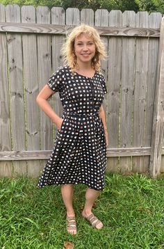 Cutest polka dot dress with button at top and tie belt. Bust 38in Waist 34in Skirt length 24in Polka Dot Knee-length Dress With Buttons, Casual Fitted Polka Dot Midi Dress, Retro Polka Dot Dress For Work, Retro Polka Dot Workwear Dresses, Summer Polka Dot Midi Dress For Work, Polka Dot Midi Dress For Work, Polka Dot Midi Length Workwear Dresses, Polka Dot Knee-length Workwear Dress, Polka Dot Midi Dress For Summer Workwear