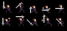 pixel art with different types of swords