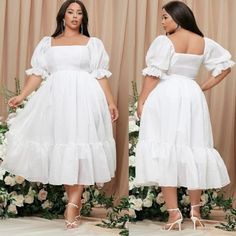 Prom Chaperone Outfit, Ethan Euphoria, White Dress Summer Casual, Outfit Ideas University, Graduation Outfit Ideas University, Graduation White Dress, Plus Size Going Out Outfits, Dress For Chubby, White Plus Size Dresses