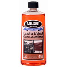 a bottle of leather and vinyl cleaner