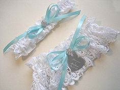 Robin Egg Blue Wedding, Personalized Wedding Garter, Tiffany Blue Wedding, Blue Garter, Wedding Garter Set, Wedding Garters