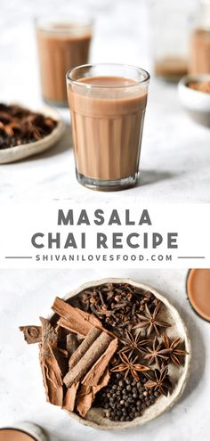 masala chai recipe with cinnamons and star anise in the middle on a white table