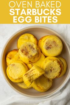 a bowl filled with baked starbuck's egg bites