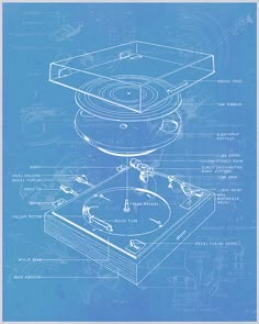 a blueprint drawing of a record player