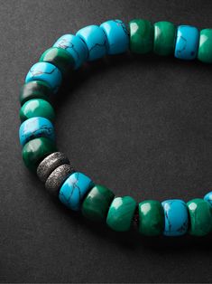 Shop CAROLINA BUCCI Forte Beads White and Blackened Gold, Turquoise and Malachite Bracelet, Explore the latest in-season CAROLINA BUCCI collection today on MR PORTER Turquoise Malachite Beaded Jewelry, Luxury Beaded Turquoise Jewelry, Luxury Turquoise Round Bead Jewelry, Luxury Green Round Bead Bracelets, Carolina Bucci, Malachite Bracelet, Gold Tips, Bracelet For Men, Cord Bracelets