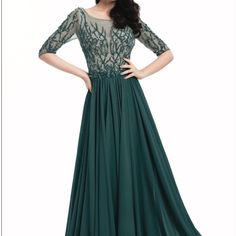 Free & Quick Shipping Exclusive, One Of A Kind Terani Couture Dress 50% Off Original Price Elegant Green A-line Evening Dress, Elegant Green Mother Of The Bride Dress For Gala, Elegant Green Evening Dress, 2 Piece Formal Dresses, Couture Evening Dress, Short Formal Dress, Formal Ball Gown, Lace Formal Dress, Terani Couture