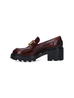 Outside:, 100% Leather Lining:, 100% Leather Sole:, 100% Rubber | Tod's Women's Platform Loafers in Brown | FW23/24 Buckle Top, Timeless Wardrobe Staples, Platform Loafers, Engraved Logo, Italian Luxury, Heeled Loafers, Skin Color, Flat Shoes, Luxury Shoes