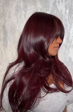 Choc Cherry Hair Color, Kevin Murphy Red Hair Color, Blue Red Hair Color, Cherry Wine Red Hair Color, Win Red Hair, Reddish Purple Hair Color, Hair Dye Inspo For Black Hair, Raven Purple Hair, Siren Hair Color