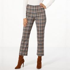 TWRHLL by Christie Brinkley Kick Flare Pull-On Crop Pant Easy like Sunday morning! Done in our soft and stretchy tri-blend ponte knit fabric, they're comfy enough for down moments at home and chic enough for moments out thanks to their sleek silhouette that flares out every-so-slightly below the knee. Barefoot on the couch or styled with chunky-heeled sandals or ankle boots, these modern crops are a must-have wardrobe staple. Comfort Stretch Straight Pants For Fall, Casual Elastane Pants For Fall, Fall Comfort Stretch Ankle-length Bottoms, Fall High-waisted Comfort Stretch Pants, Comfort Stretch Ankle-length Bottoms For Fall, Stretch Ankle-length Pants For Fall, Comfort Stretch Ankle-length Pants For Fall, Comfort Stretch High-waisted Pants For Fall, Comfort Stretch Bottoms For Workwear In Fall