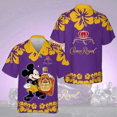 Item Size: 3XL Crown Royal Whiskey, Purple Crown, Aloha Summer, Hawaiian Beaches, 3d Shirt, Tropical Style, Hibiscus Flower, Tropical Pattern, Crown Royal