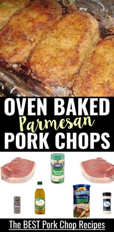 oven baked parmesan pork chops with text overlay