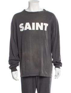 Saint Michael T-ShirtGreyGraphic PrintLong Sleeve with Crew NeckFit:T-Shirts by Saint Michael typically fit true to size. Saint Michael Symbol, Saint Michael Painting, Saint Michael Hoodie, Saints Tshirt, St Michael Necklace, St Michael, Sweater Pants, Saint Laurent Bag, Outerwear Sweater