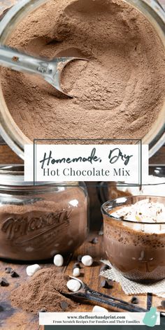 homemade hot chocolate mix in a jar with spoon